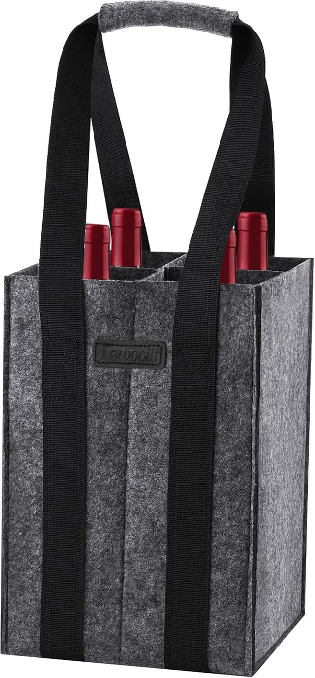 Detalle de Lewooilt Reusable wine bottle bag 4 compartments