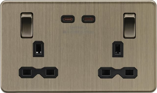 Detalle 2 de Knightsbridge 13A 2G SP Switched Socket Antique Brass