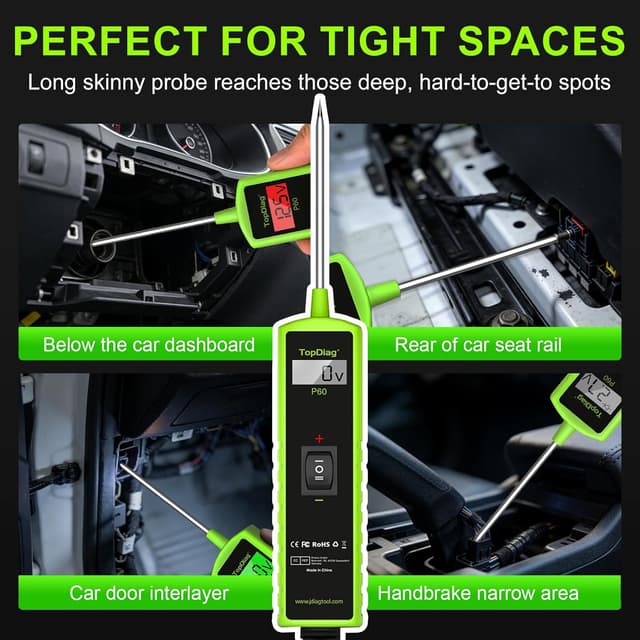Detalle de Topdiag P60 12-Volt Automotive Test Light Power Circuit Probe Kit (6V–24V) for Fuse & Short Finding