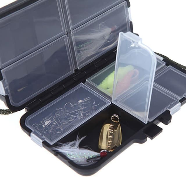 Detalle 2 de LUOEM Angelkoffer für Zubehör aus Kunststoff mit 9 Fächern, schwarz/transparent