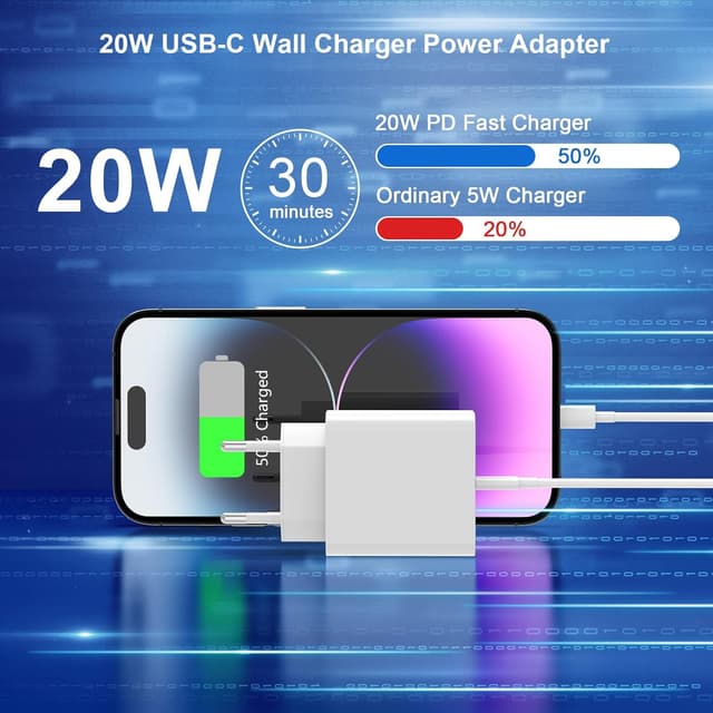 Detalle 2 de Chargeur Rapide iPhone 14/13 Pro Max 4-Pack USB‑C PD 20W Apple MFi (câbles Lightning 2 m)