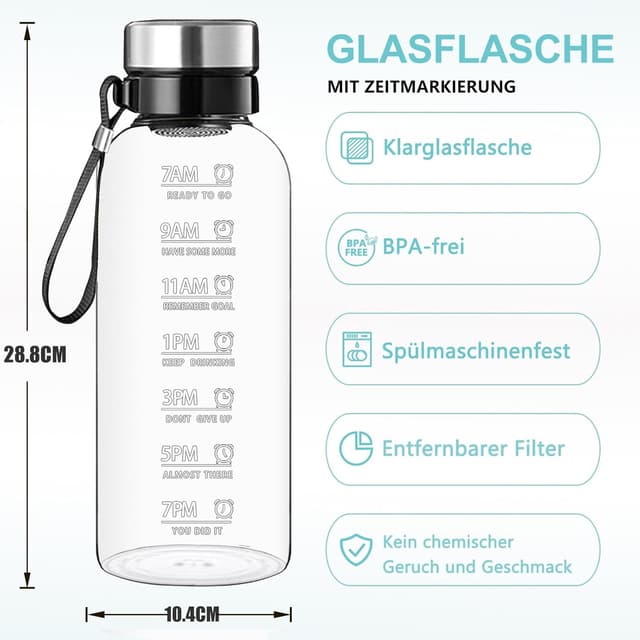 Detalle 2 de RNCKUUE 2 Liter Glasflasche für Wasser