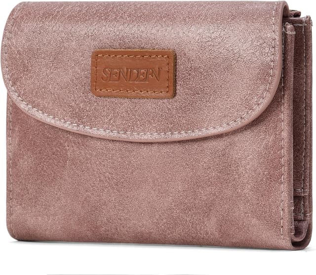 Detalle de SENDEFN Women’s Cow Print Vegan Leather RFID Bifold Purse with Zipper Coin Pocket