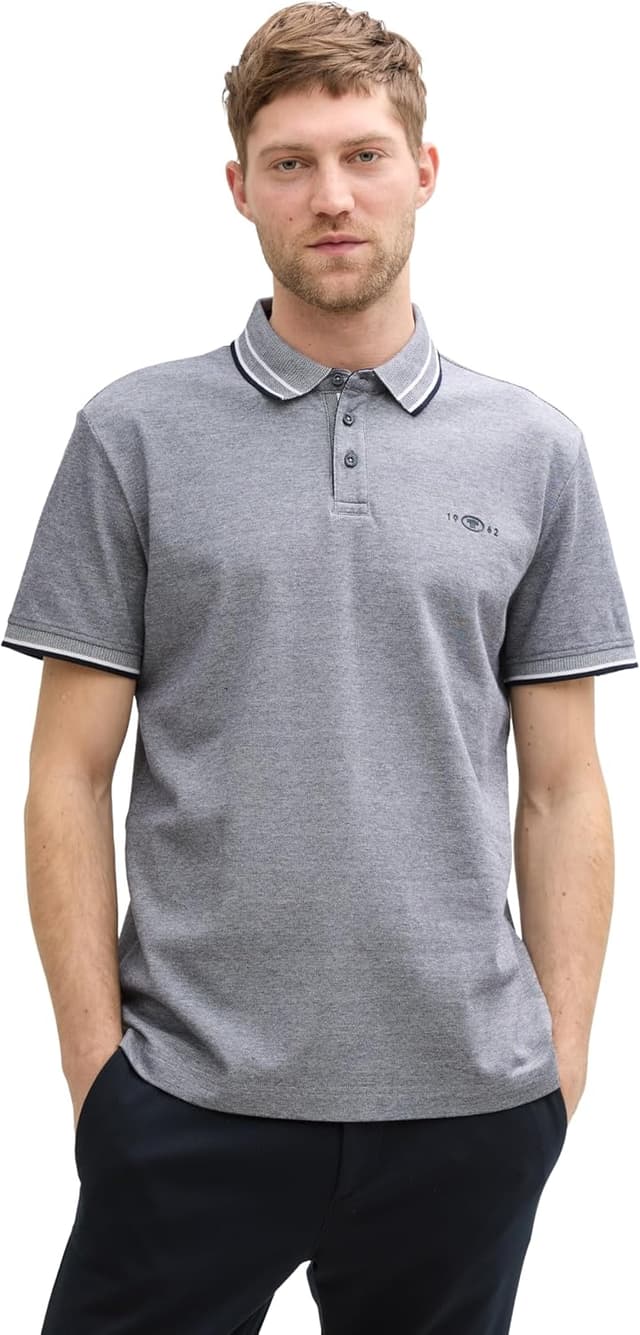 Detalle de Tom Tailor 1045629 Polo da uomo a maniche corte (confezione da 1)