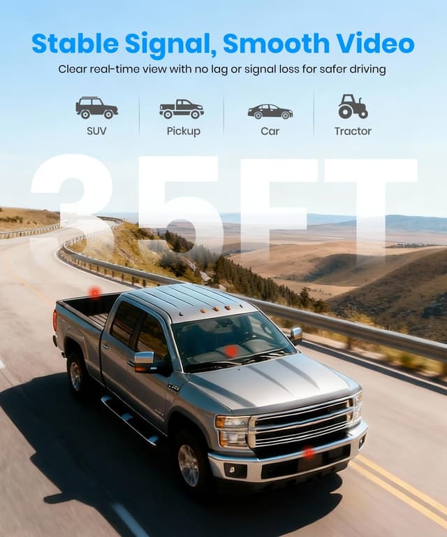 Detalle de AUTO-VOX Wireless Backup Camera (1080P) with Dual Front/Rear Coverage and 5" Monitor