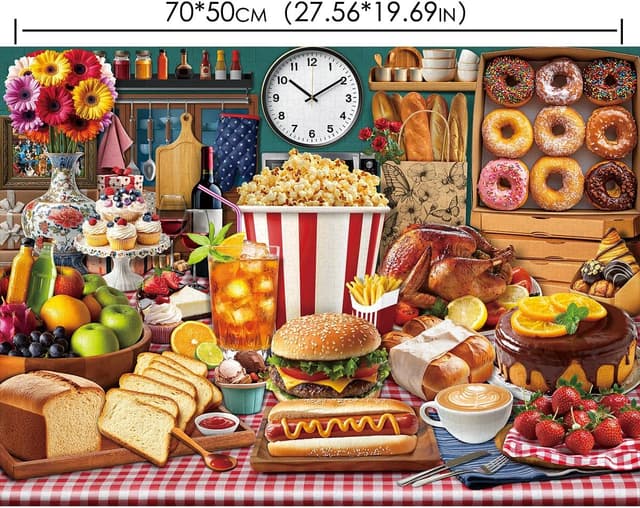 Thumbnail 5 de HUADADA 1000 Piece Food Feast Puzzle