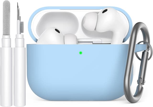 Detalle de AhaStyle Hülle für AirPods Pro 3 (2025) inkl. Reinigungsstift – Silikon-Case mit Karabiner und Handschlaufe