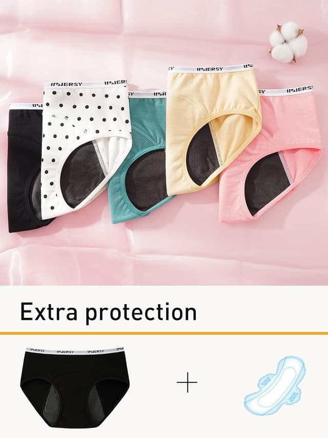 Detalle 1 de INNERSY Teen Girls Period Pants Knickers (Cotton, Leakproof) – Pack of 3