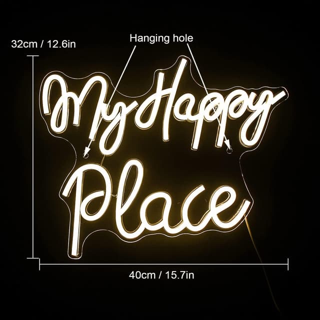 Detalle 2 de My Happy Place 🌟 Letrero de neón para hogar y fiesta