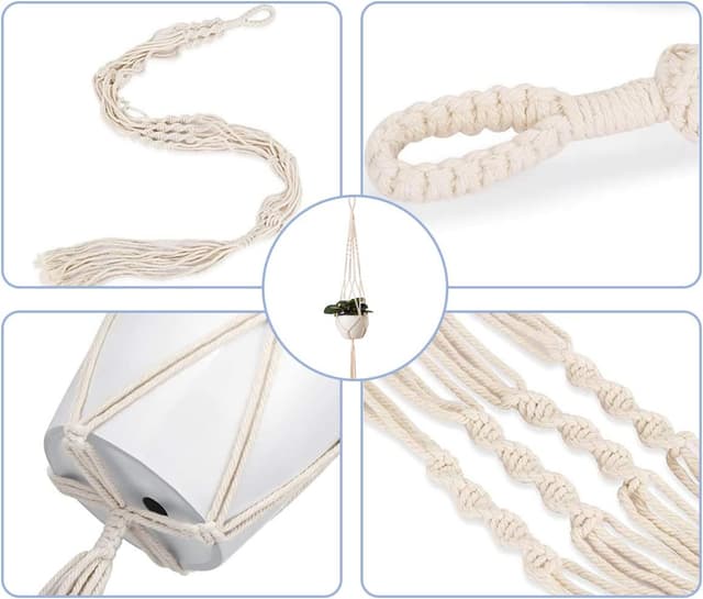 Detalle de Petutu 5er Set Makramee Blumenampel mit 104 cm