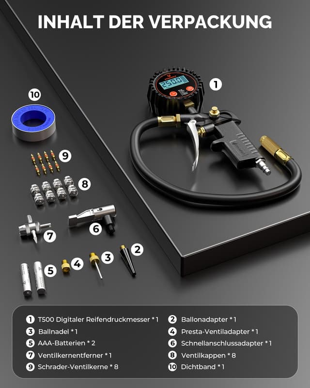 Thumbnail 5 de ETENWOLF T500 Digitaler Luftdruckprüfer 0-17 Bar