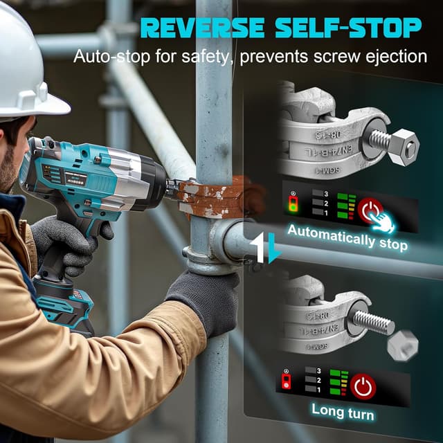 Detalle de Ecarke boulonneuse sans fil 2200 Nm compatible 18V Makita – clé à chocs 1/2" sans balais avec LED (sans batterie)