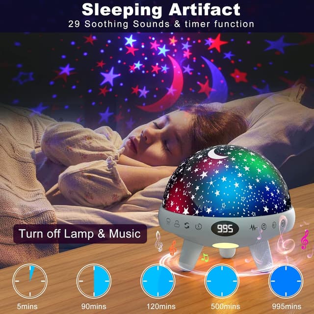 Detalle de YACHANCE Baby Night Light Star Projector & White Noise Machine with Remote, 29 Sounds