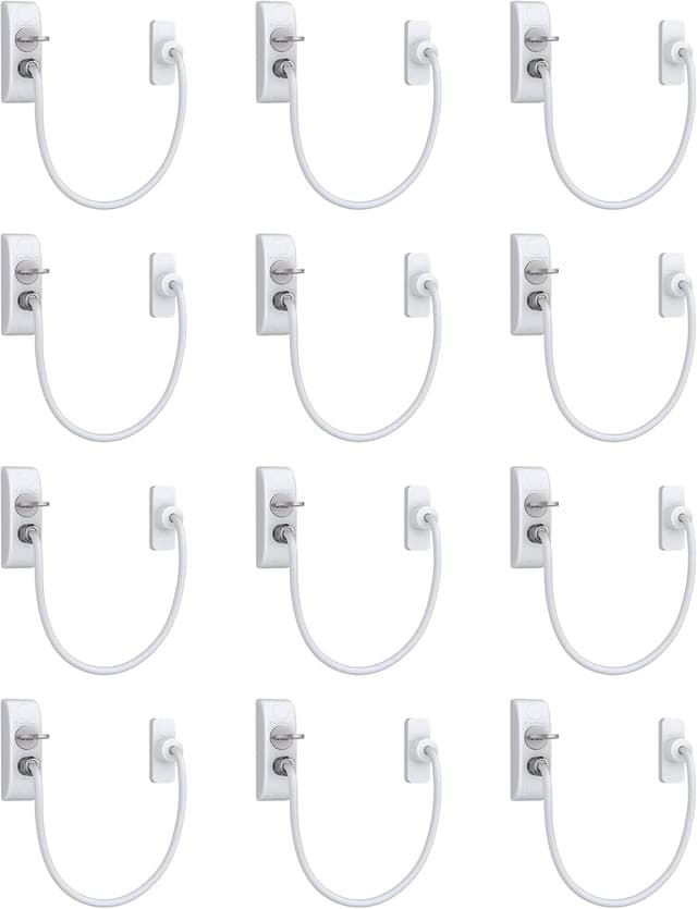Detalle de eSynic 12 Pack Window Restrictors for UPVC Window Locks (19cm wire restrictor) for child and pet safety