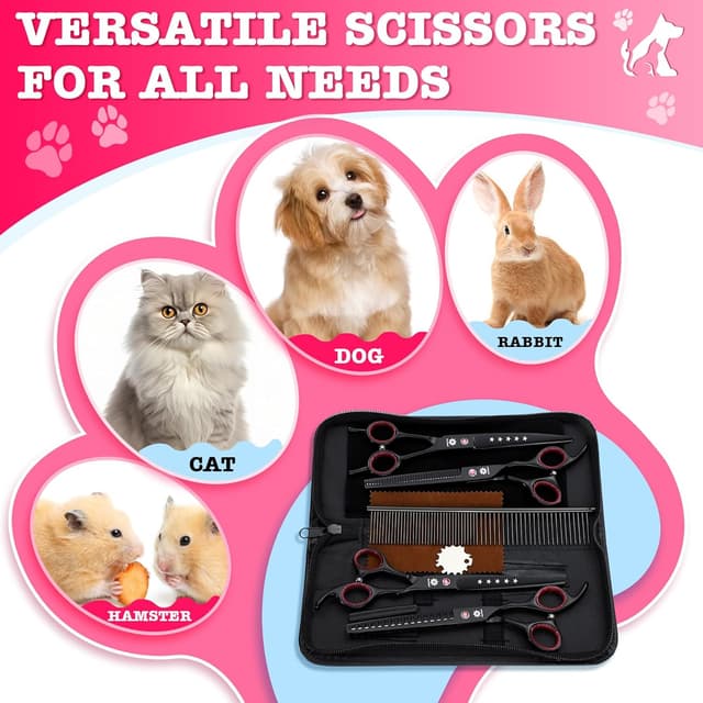 Thumbnail 6 de Dream Reach 7" Dog Grooming Scissors Kit (6CR stainless steel, 6 in 1 set) – Pink