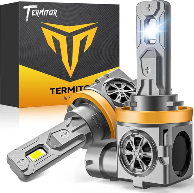 Detalle de Termitor Latest H11 Driving Light Bulbs (H9/H8/H16) — 110,000LM, 6500K Cool White, 10-Year Service Life, Plug-N-Play, Pack of 2