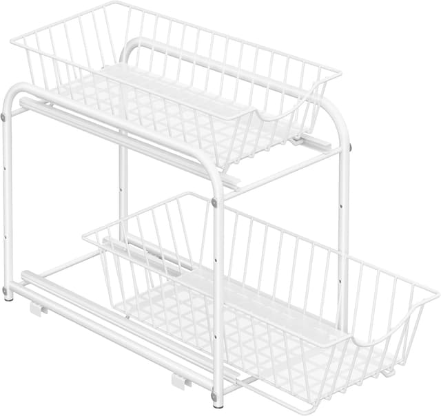 Detalle de SONGMICS Küchen-Organizer KCS017W01V1 mit 2 Ebenen, stapelbar und erweiterbar (mit Metallkörben)