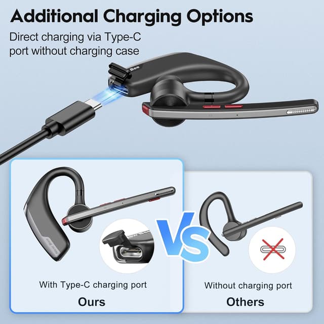 Thumbnail 5 de New Bee V5.2 Bluetooth-Headset 80 Std. Laufzeit