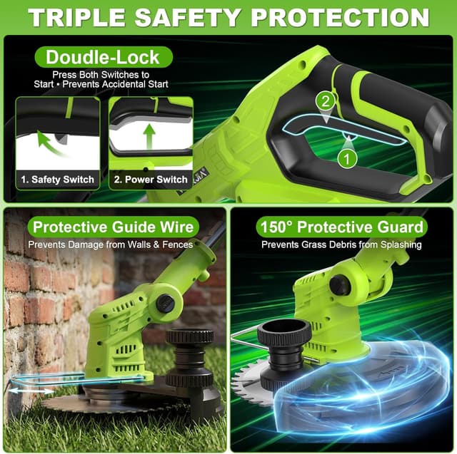 Detalle de VOERJIA cordless strimmer 21V 850W LCD