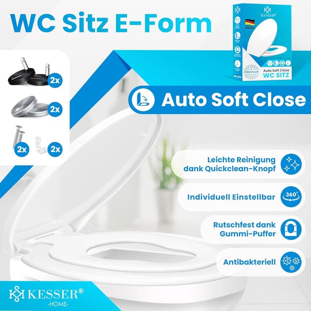 Detalle de KESSER WC Sitz mit Absenkautomatik, Quick-Release und Softclose (Duroplast, Edelstahl-Befestigung) – einfache Montage