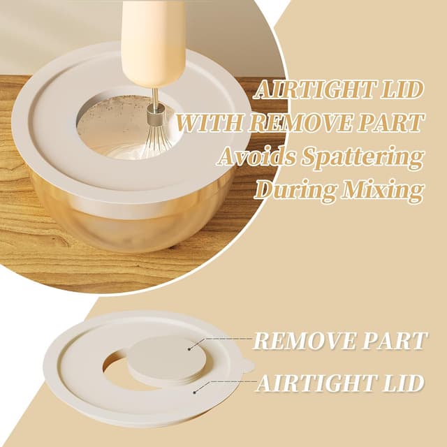 Detalle de Fyrnova 6-Piece Stainless Steel Mixing Bowls Set with Lids and Grater Attachments