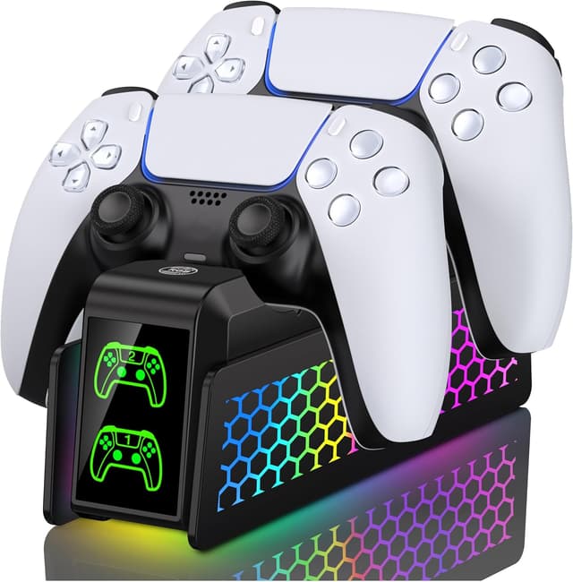 Detalle de PS5 Controller Charger Station with LED indicator