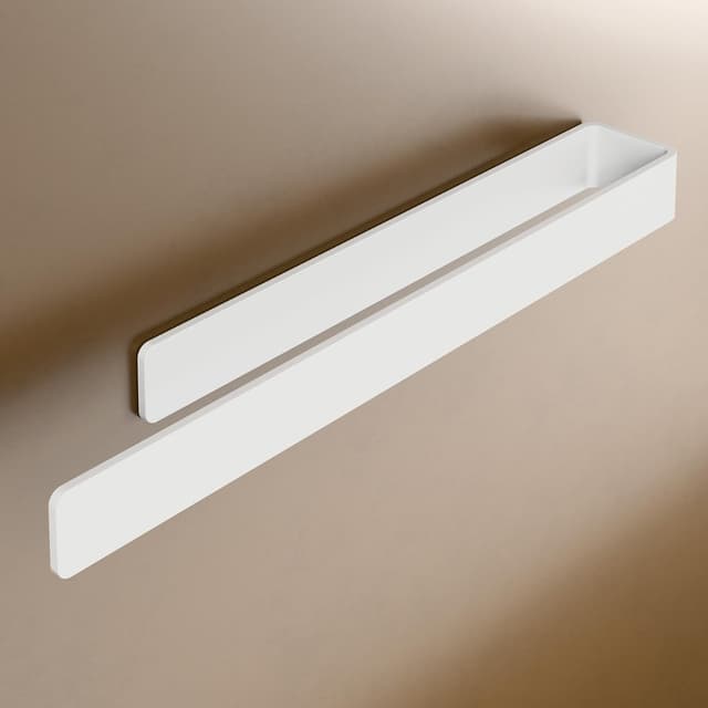 Detalle de LIEBHEIM porte-serviette mural aluminium blanc 40 cm (sans perçage)