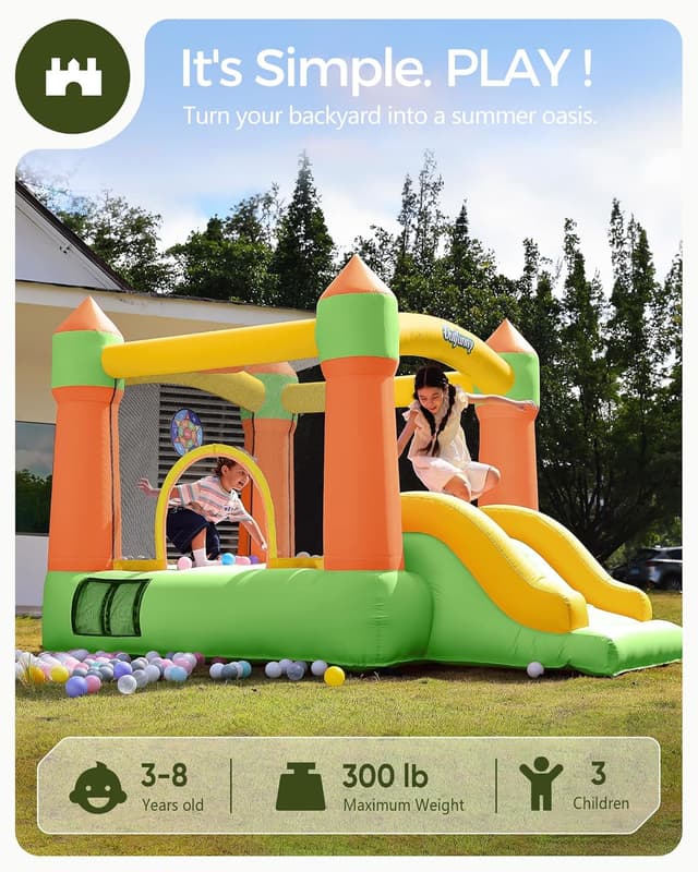 Detalle 2 de Outfunny Indoor Bounce House with Slide 6x6