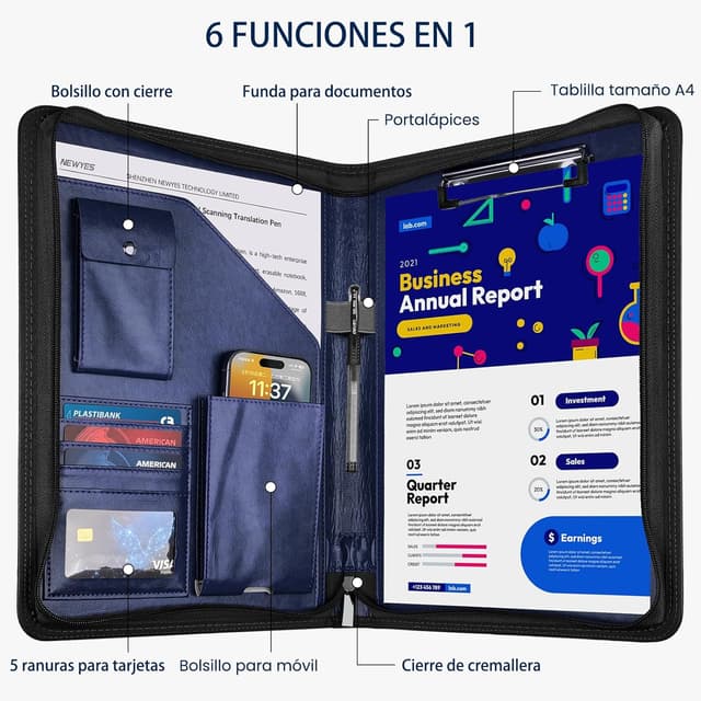 Detalle 2 de NEWYES Portadocumentos A4 con cremallera