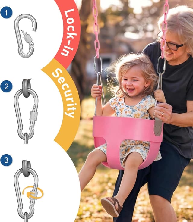 Detalle de High Back Full Bucket Toddler Swing (Pink) with Coated Chains & Locking Buckles