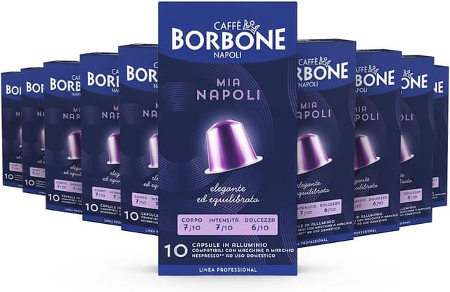 Detalle de Caffè Borbone Miscela Mia Napoli – 100 capsule in alluminio, compatibili Nespresso* (Mia Napoli)