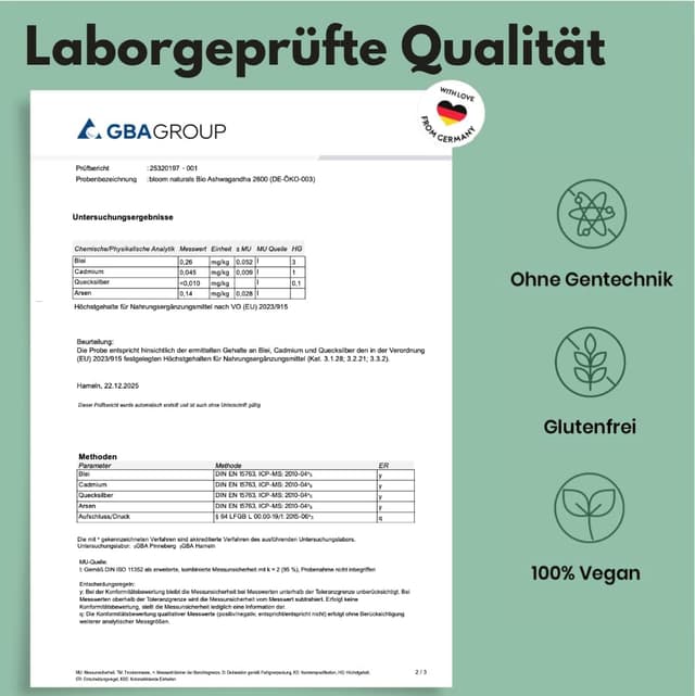 Detalle 2 de Ashwagandha Kapseln 365 vegan, 2600 mg täglich