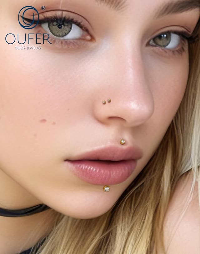 Thumbnail 6 de OUFER 2Pcs Threadless Nose Stud 4mm 💎