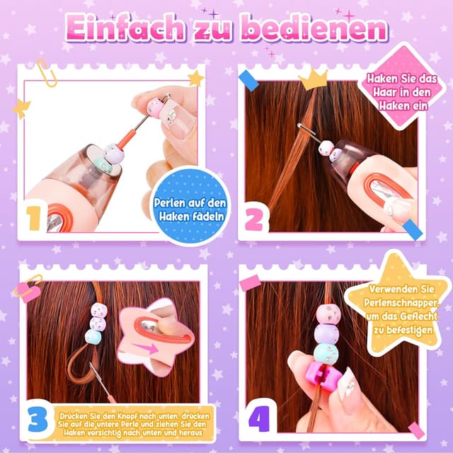 Thumbnail 6 de Geschenk Mädchen 6–10 Jahre: DIY Haarflechtset mit Haarperlen & Flechthilfe