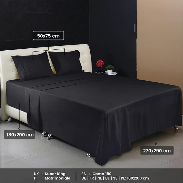 Thumbnail 1 de Utopia Bedding Sábanas 4 Piezas 180x200 - Comfort Negro
