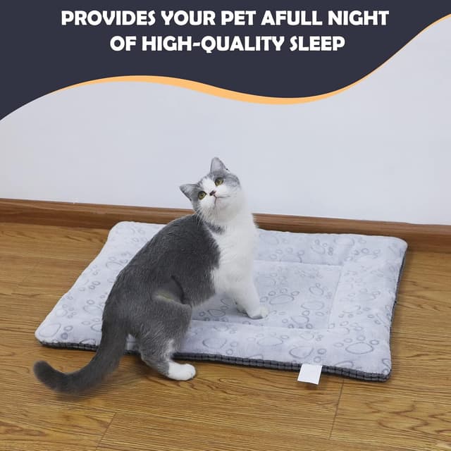 Detalle 2 de IEUUMLER Hundebett Waschbare Hundematte FC014 (Grau, 91 × 58 cm) – reversible Flauschdecke zum Unterwegs