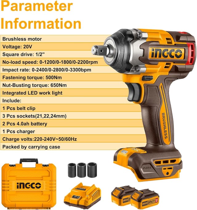 Thumbnail 4 de Ingco CIWLI2050 20V Brushless Impact Wrench 500Nm
