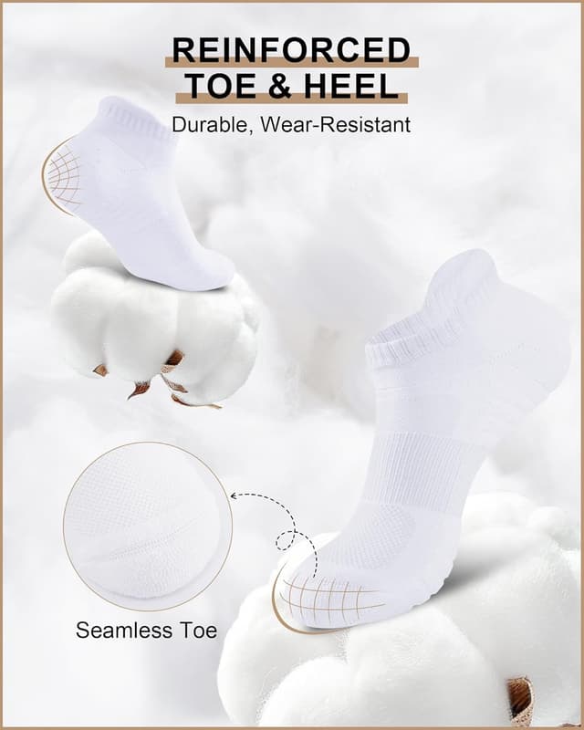 Detalle 2 de Niorasen Men’s Running Socks (6 Pairs) – Cushioned Low Cut Trainer Socks, Breathable Cotton