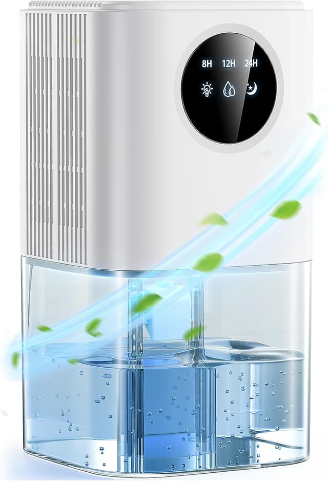 Detalle de Déshumidificateur d’air 1,8L 640 ml/jour avec minuteur et LED tactile (≤32 dB) pour salle de bain et dressing