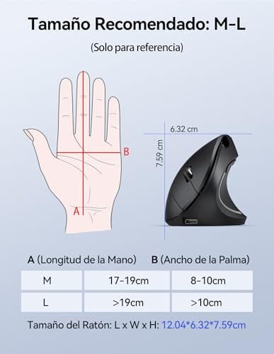Detalle 1 de TECKNET ratón vertical recargable 4800DPI