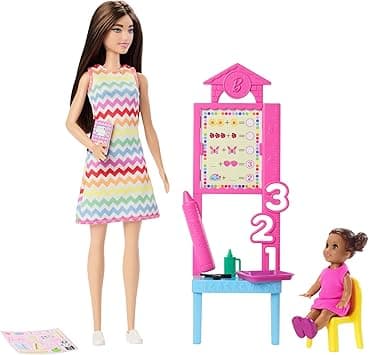 Detalle de Barbie JCR76 Maestra: Muñeca morena con accesorios educativos 🎓
