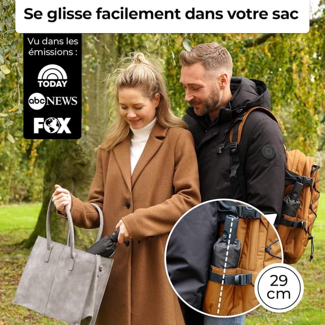 Detalle de TUMELLA parapluie de voyage compact résistant au vent, ouverture/fermeture automatique