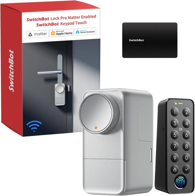 Detalle de SwitchBot WLAN Smart Lock Pro mit Touchscreen-Tastatur – Matter over WiFi, Fingerprint & App-Zugriff