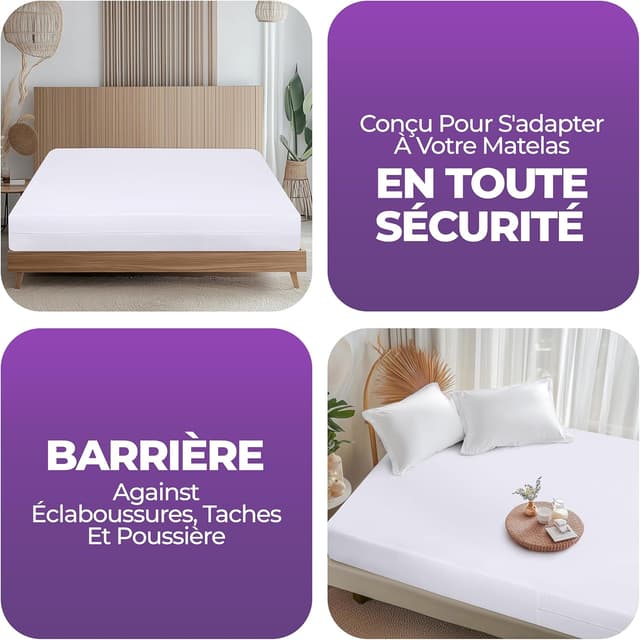 Detalle 2 de Utopia Bedding Housse de matelas imperméable 90 x 190 x 30 cm avec fermeture éclair (Oeko-TEX)