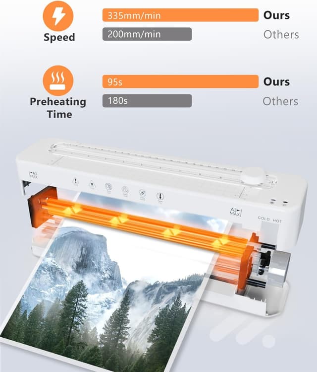 Detalle de Raycial A3 Laminator Machine with Built-in Cutter & Corner Rounder (Fast Warm-up) for Home Office and School