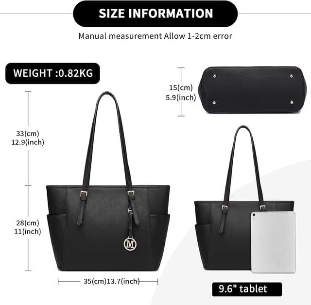 Thumbnail 6 de Miss Lulu Cabas femme en PU rigide, grand sac cabas A4 pour université, bureau et voyage