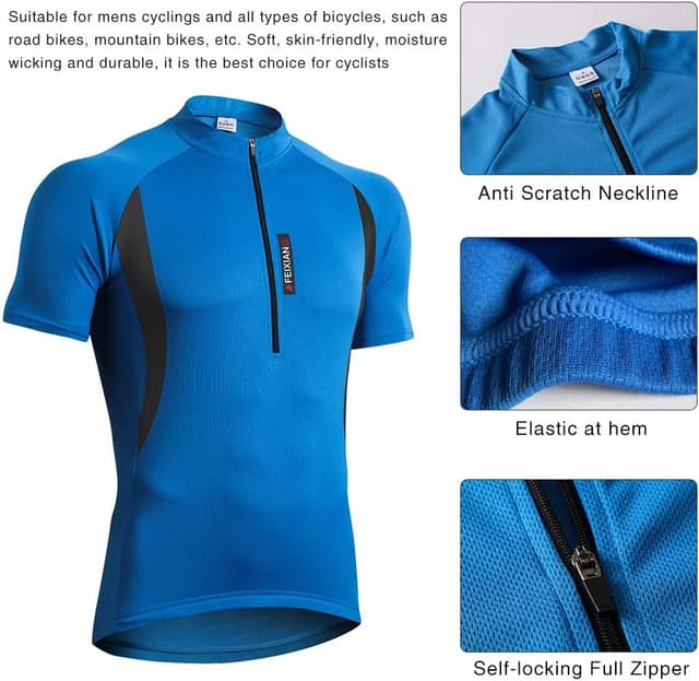Detalle 2 de Maglia da ciclismo uomo MEETWEE con zip e 3 tasche, maniche corte/lunghe in tessuto traspirante