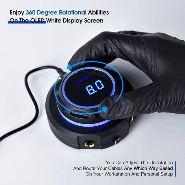 Detalle 2 de Mast Halo alimentation tatouage numérique Blue Light, écran LCD et sortie stable 12V/2A