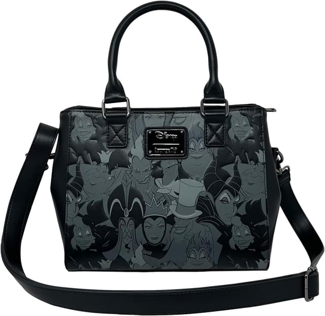 Detalle de Loungefly Disney Villains sac main à bandoulière en cuir synthétique, noir (Medium)