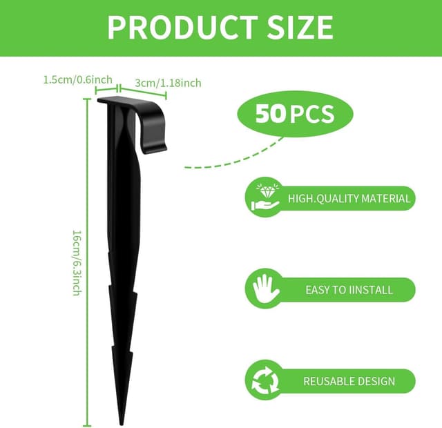 Detalle de Wzzy Gurden 50-pack AquaPEG ground securing pegs for drip irrigation line & soaker hose